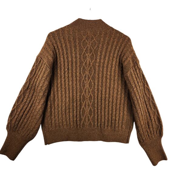 Vince Camuto Cable-Knit Sweater Women’s SZ M Brown Mock Neck Pullover Cozy EUC - Picture 2 of 12